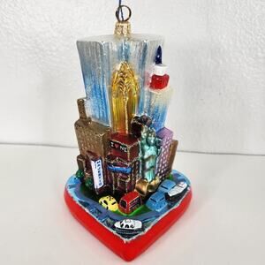 Joy to the Word Limited Edition Twin Towers Christmas Glass Ornament Hand Made